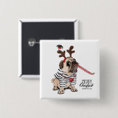 Mops-Ren der frohen Weihnacht-| Button (Vorne & Hinten)
