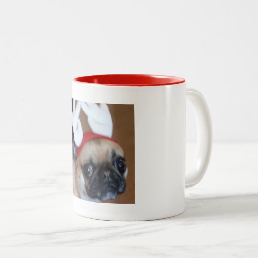 Mops-Ren-Tasse Zweifarbige Tasse (VorderseiteRechts)