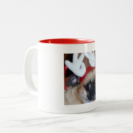 Mops-Ren-Tasse Zweifarbige Tasse (Vorderseite Links)
