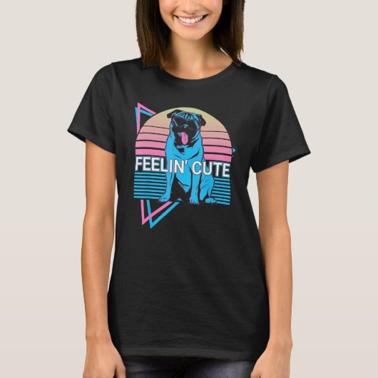 Mops Retro Fühlt sich süß an T-Shirt (Vorderseite)