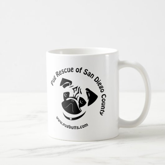 Mops-Rettung von San Diego County Logo Kaffeetasse (Rechts)
