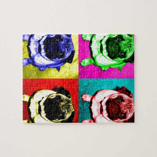 Mops Richi in 4 Farben Puzzle (Horizontal)