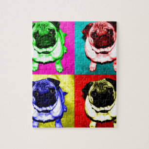 Mops Richi in 4 Farben Puzzle