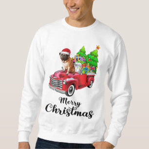 Mops Ride Red Truck Weihnachten Pajama Sweatshirt