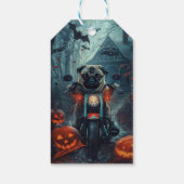Mops Riding Motorrad Halloween Beängstigend Geschenkanhänger (Rückseite)