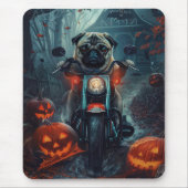 Mops Riding Motorrad Halloween Beängstigend Mousepad (Vorne)