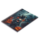 Mops Riding Motorrad Halloween Beängstigend Notizblock (Linke Seite)