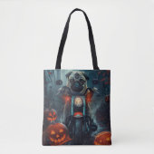 Mops Riding Motorrad Halloween Beängstigend Tasche (Vorderseite)