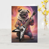 Mops Rock Star Card Karte (Gelbe Blume)