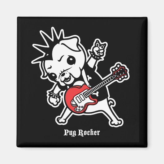Mops Rocker Magnet (Vorne)