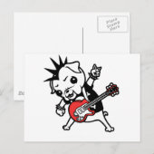 Mops Rocker Postkarte (Vorne/Hinten)