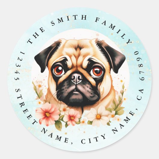 Mops-Round-Stickers Runder Aufkleber (Vorderseite)
