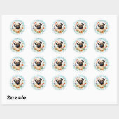Mops-Round-Stickers Runder Aufkleber (Blatt)