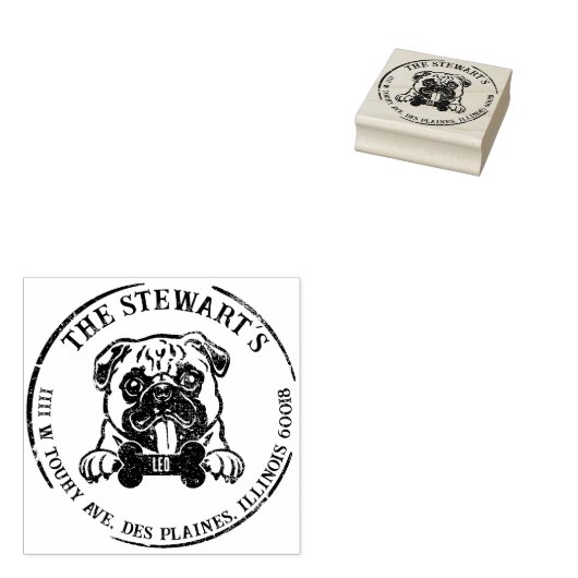 Mops-Rücksendeadresse Gummistempel (Stempel)