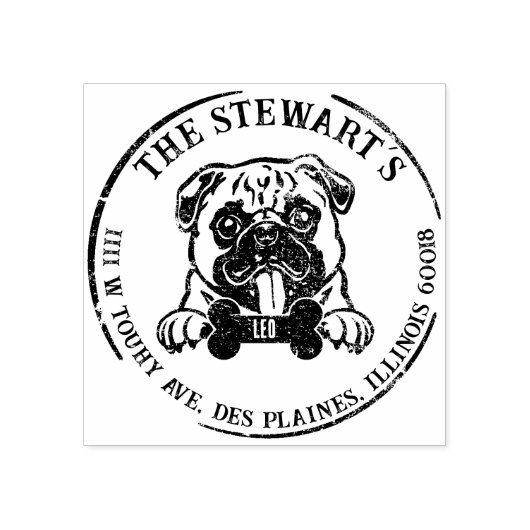 Mops-Rücksendeadresse Gummistempel (Prägung)