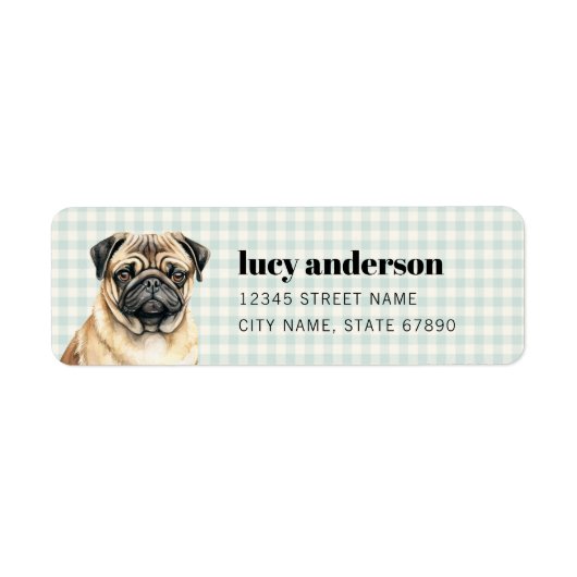 Mops Rücksendeadressen-Aufkleber (Vorne)
