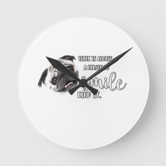 Mops Runde Wanduhr (Vorderseite)