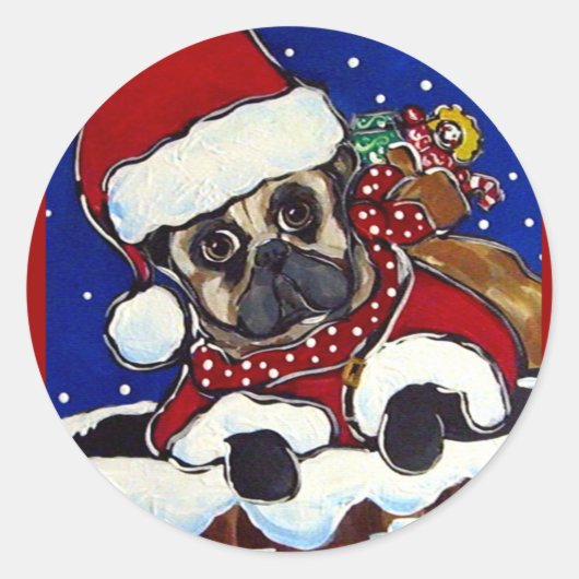 Mops Runder Aufkleber (Vorderseite)