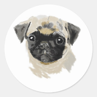 Mops Runder Aufkleber
