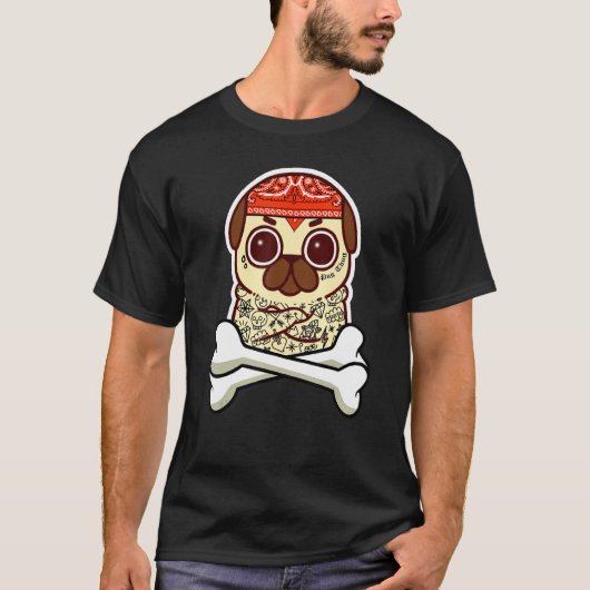 Mops Rüpel Tätowierter Mops T-Shirt (Vorderseite)