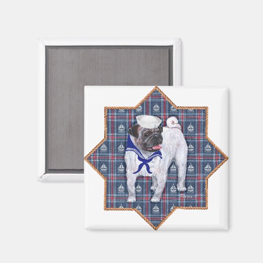 Mops Sailor Magnet (Vorderseite/Rückseite)