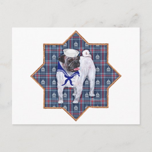 Mops Sailor Postkarte (Vorderseite)