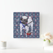 Mops Sailor Quadratische Wanduhr (Zuhause)