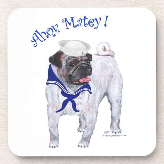 Mops Sailor Untersetzer (Vorderseite)