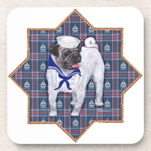 Mops Sailor Untersetzer (Vorderseite)