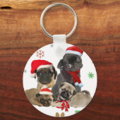 Mops Santa Paws Schlüsselanhänger (Vorderseite)