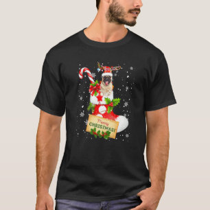 Mops Santa Reindeer strahlt in Sock frohe Weihnach T-Shirt