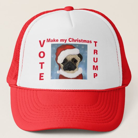 Mops Santa Trucker Hat Truckerkappe (Vorderseite)