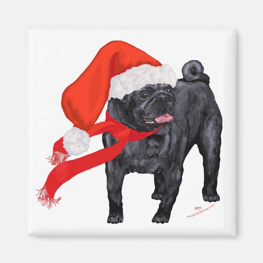 Mops Santa's Helper Magnet (Vorne)