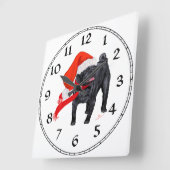 Mops Santa's Helper Quadratische Wanduhr (Winkel)
