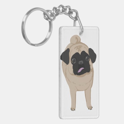 Mops-Schlüsselanhänger-Front und Hintern Schlüsselanhänger (Vorderseite links)