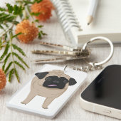 Mops-Schlüsselanhänger-Front und Hintern Schlüsselanhänger (Vorderseite rechts)