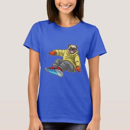 Mops-Schneebretterfahrer Snowboard T-Shirt (Vorderseite)