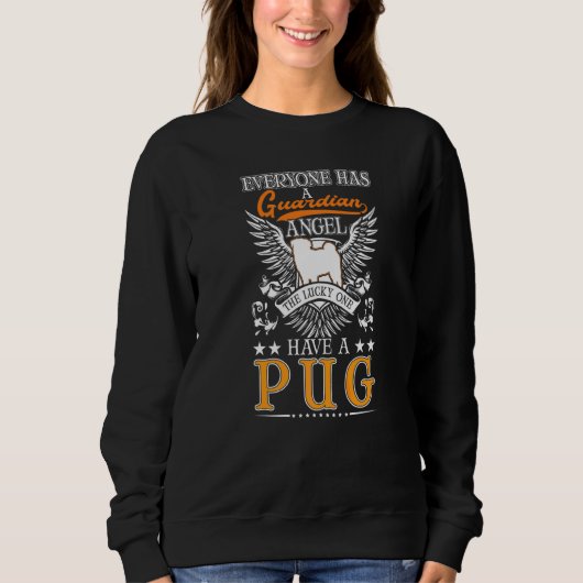 Mops-Schutzengel Sweatshirt (Vorderseite)