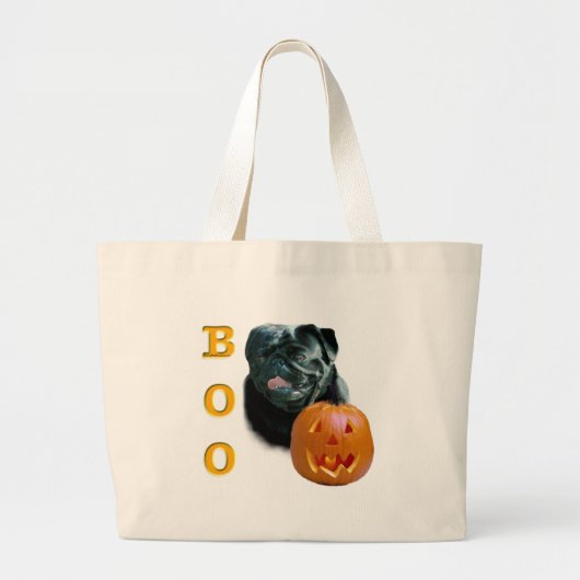 Mops (schwarz) Boo Jumbo Stoffbeutel (Vorne)