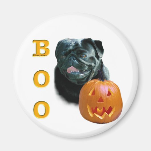 Mops (schwarz) Boo Magnet (Vorne)