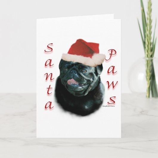 Mops (schwarz) feiertagskarte (Vorderseite)