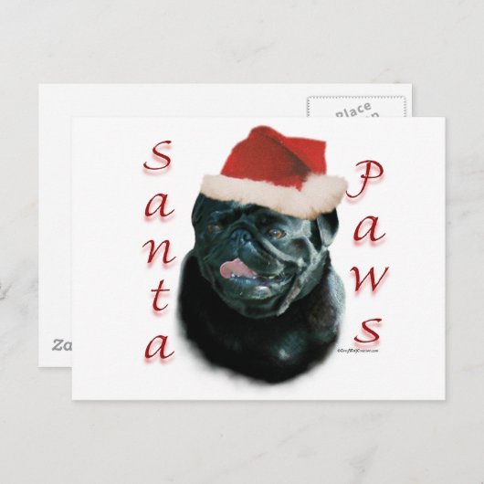 Mops (schwarz) feiertagspostkarte (Vorne/Hinten)