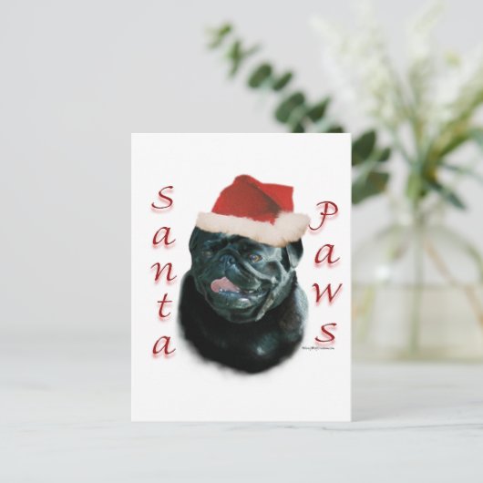 Mops (schwarz) feiertagspostkarte (Stehend Vorderseite)