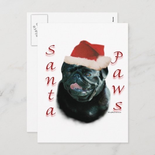 Mops (schwarz) feiertagspostkarte (Vorne/Hinten)