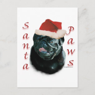 Mops (schwarz) feiertagspostkarte