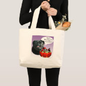Mops (schwarz) Halloween Candy Jumbo Stoffbeutel (Vorderseite (Produkt))
