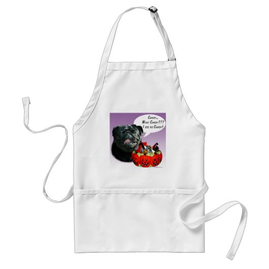 Mops (schwarz) Halloween Candy Schürze (Vorne)