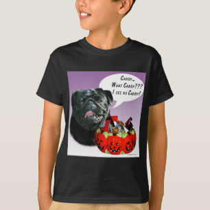 Mops (schwarz) Halloween Candy T-Shirt