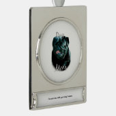 Mops (schwarz) Mama 2 Banner-Ornament Silber (Rechts)
