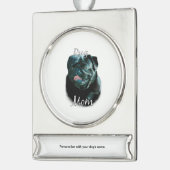 Mops (schwarz) Mama 2 Banner-Ornament Silber (Links)